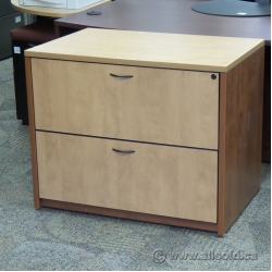 Two Tone Maple 2 Drawer Lateral File Cabinet, Locking